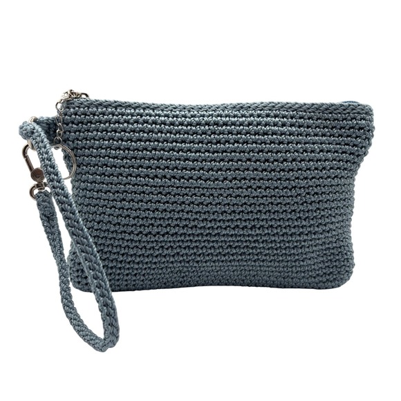 The Sak Handbags - The Sak Crochet Wristlet Clutch Womens Large Blue Excellent Zip Pouch BoHo